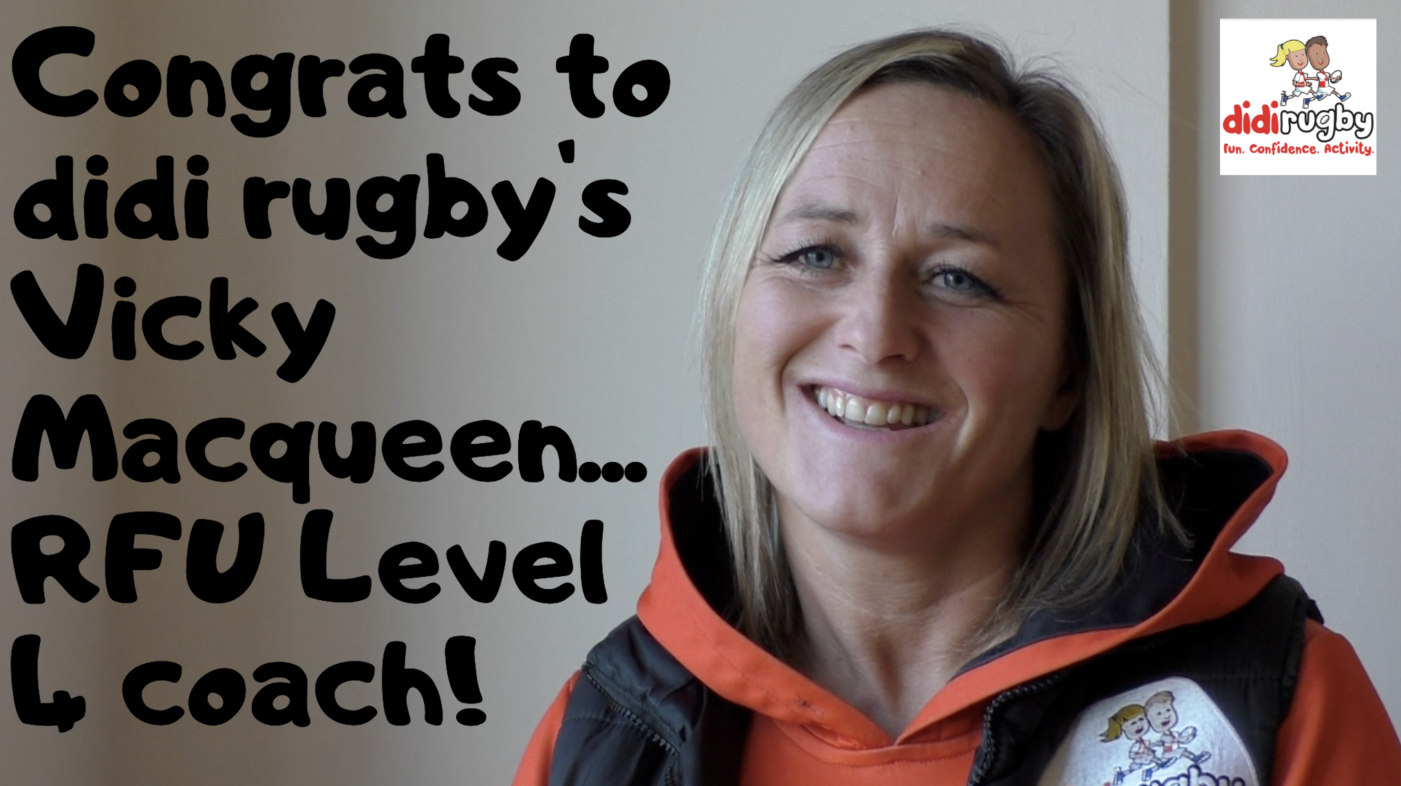didi rugby CEO Vicky Macqueen smiling after becoming an RFU Level 4 coach