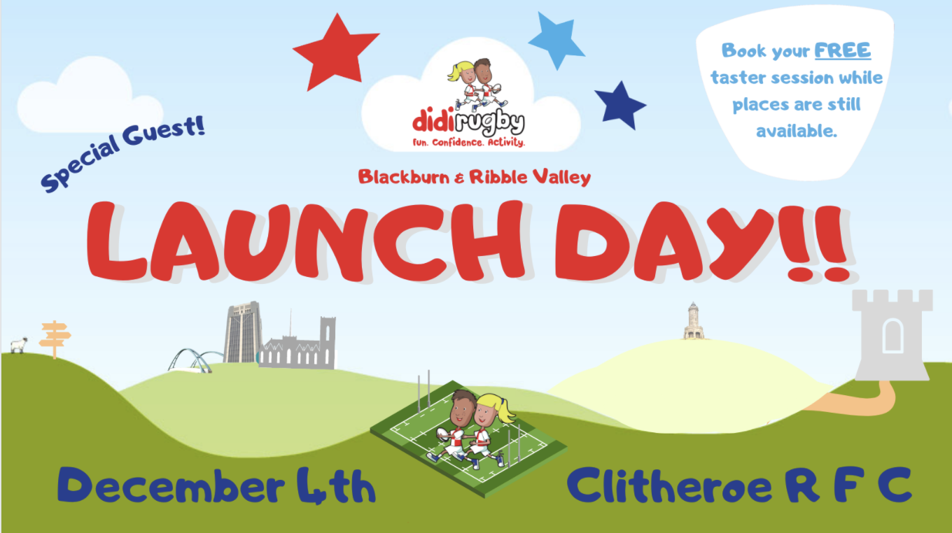 A poster for the launch day of didi rugby Blackburn and Ribble Valley