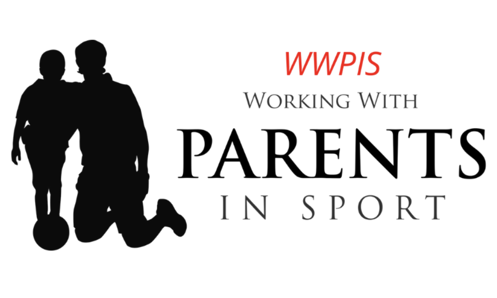 A parent supports a child in the WWPIS logo