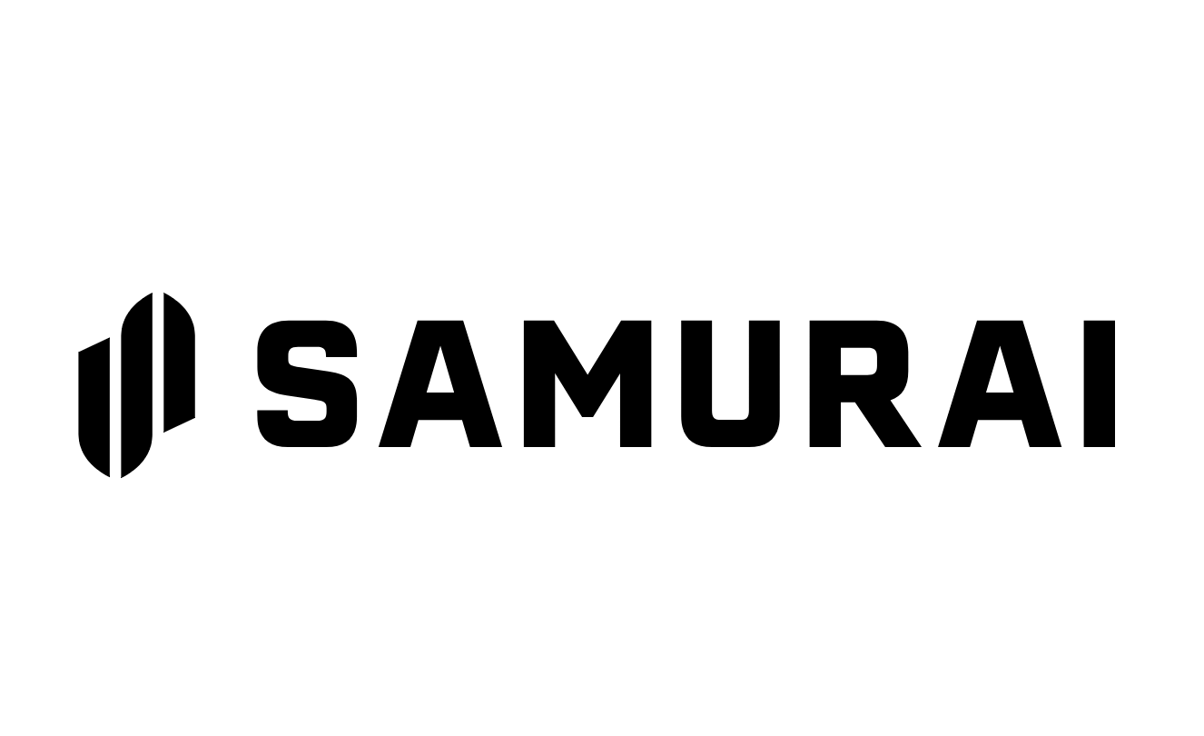 The word 'SAMURAI' in black text against a white backdrop