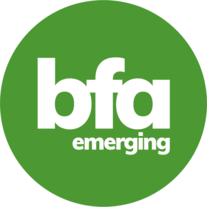 A green background with the words 'BFA emerging' on it