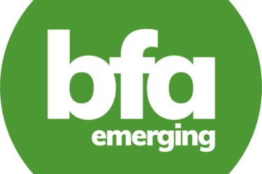 A green background with the words 'BFA emerging' on it