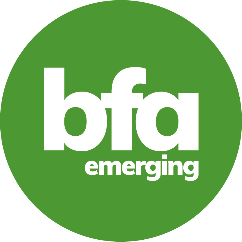 A green background with the words 'BFA emerging' on it